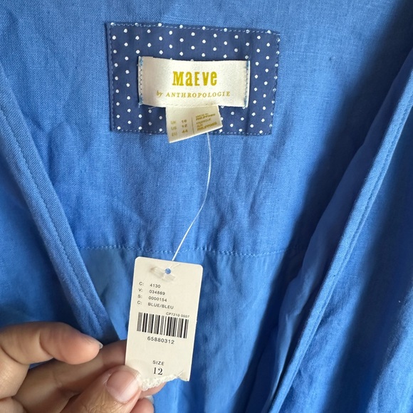 Maeve by Anthropologie Sky Blue Midi linen blend Dress - Picture 6 of 13